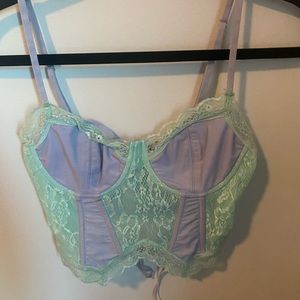 Baby blue and lavender lace EDIKTED corset.